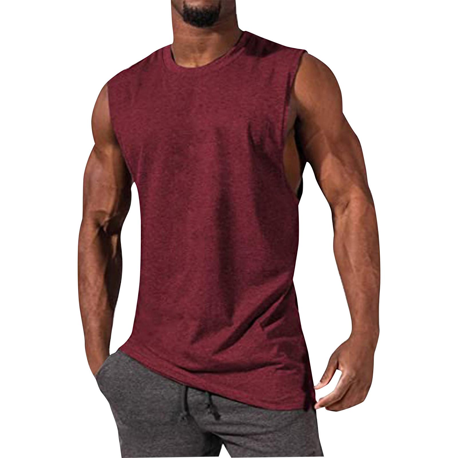 

Мускулистая мужская спортивная повседневная майка на бретелях, летняя однотонная мужская рубашка для фитнеса