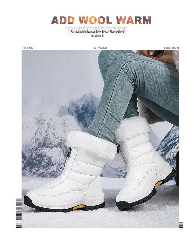 Women's Fleece-Lined High-Top Snow Boots - Warm, Thick, Plus Size Cotton Short Boots for Autumn/Winter Fashion