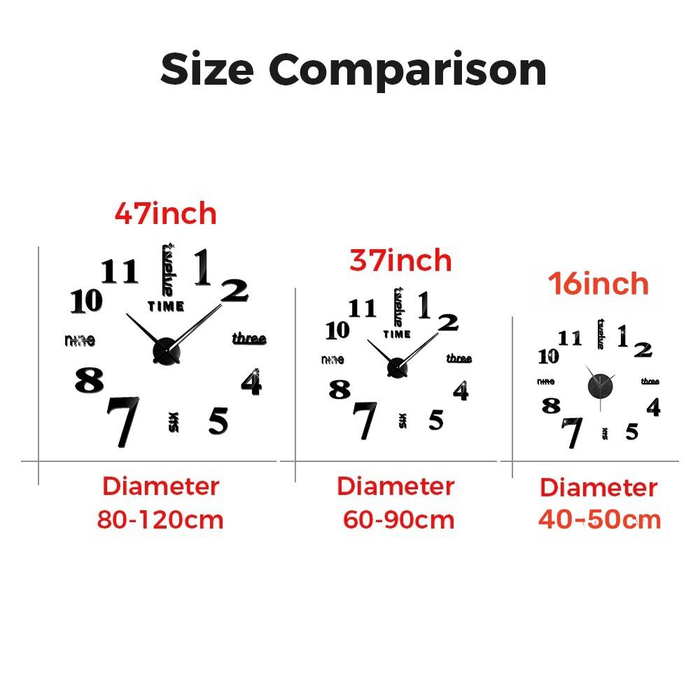 Modern Design Large Wall Clock 3D DIY Quartz Clocks Watches Acrylic Mirror Stickers Living Room Home Decor Horloge