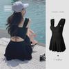 Women's Sexy Sporty Solid Color Strappy One-Piece Swimsuit - Slim-Fit Backless Hot Spring Swimwear