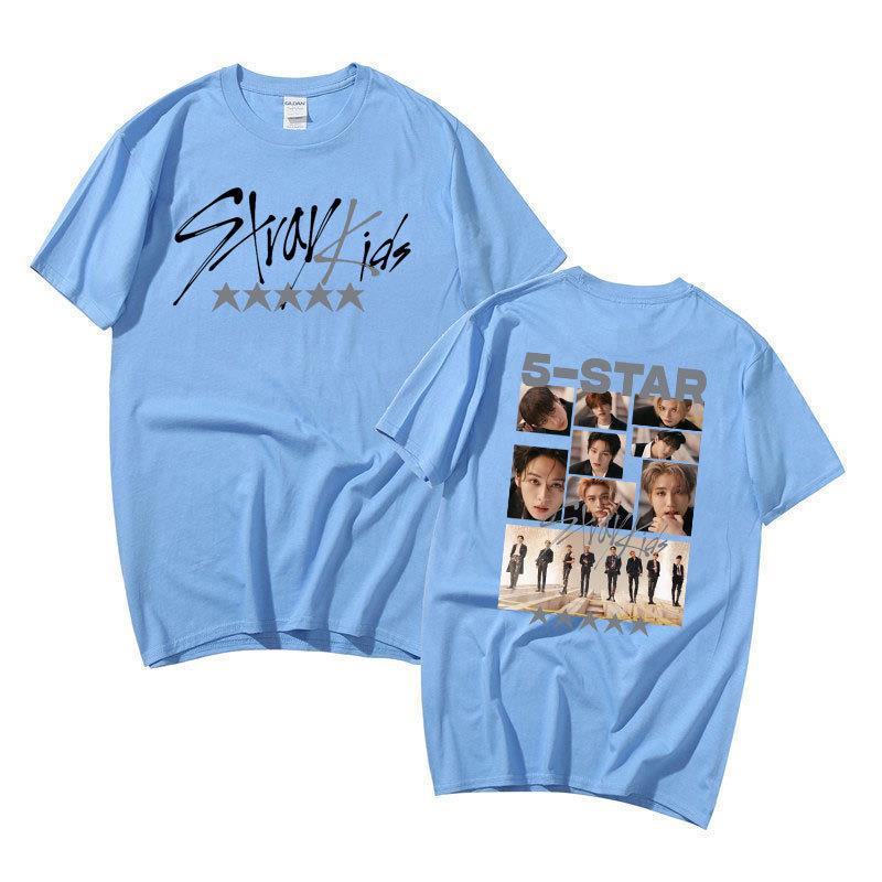 Stray Kids Singer Group Around Harajuku Print Fashion Men And Women T-Shirt Top Short Sleeve
