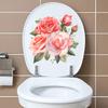 Elegant Pink Rose Toilet Stickers, Waterproof Removable Decals for Bathroom Wall Decor, Self-Adhesive