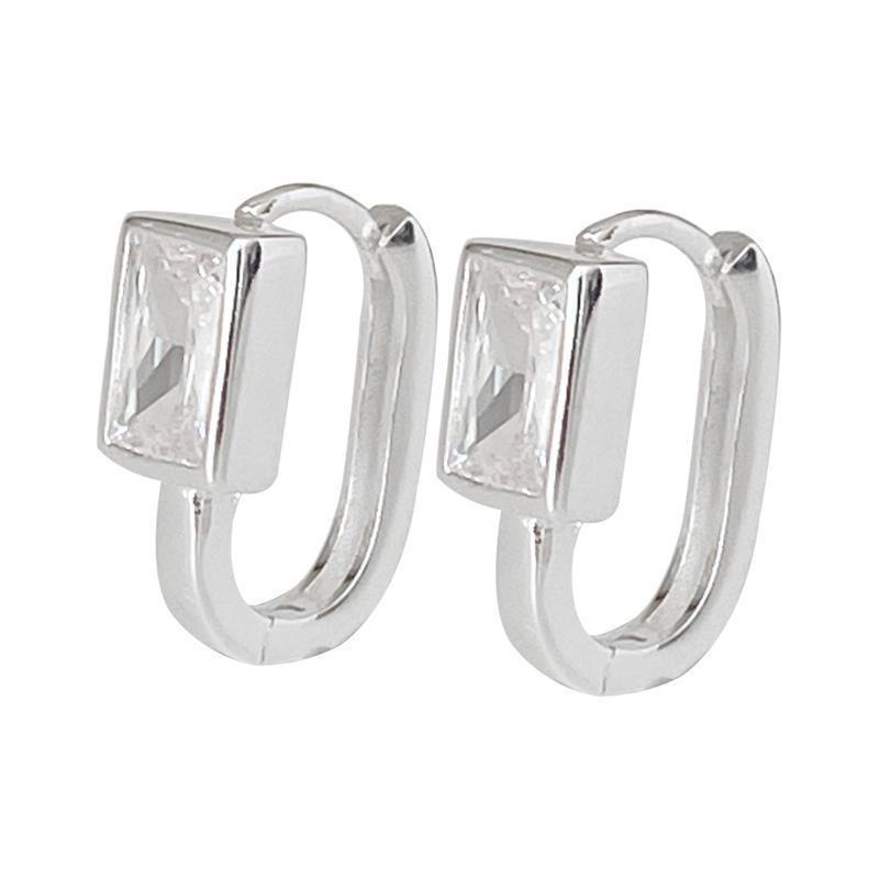 925 Sterling Silver Vintage Square CZ Earrings For Women Trendy Earring Jewelry Prevent Allergy Party Accessories Gift