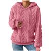 Felpa con cappuccio in pile accogliente da donna, calda, larga, maniche lunghe, tinta unita grigio, pullover casual, pullover invernale casual con cappuccio