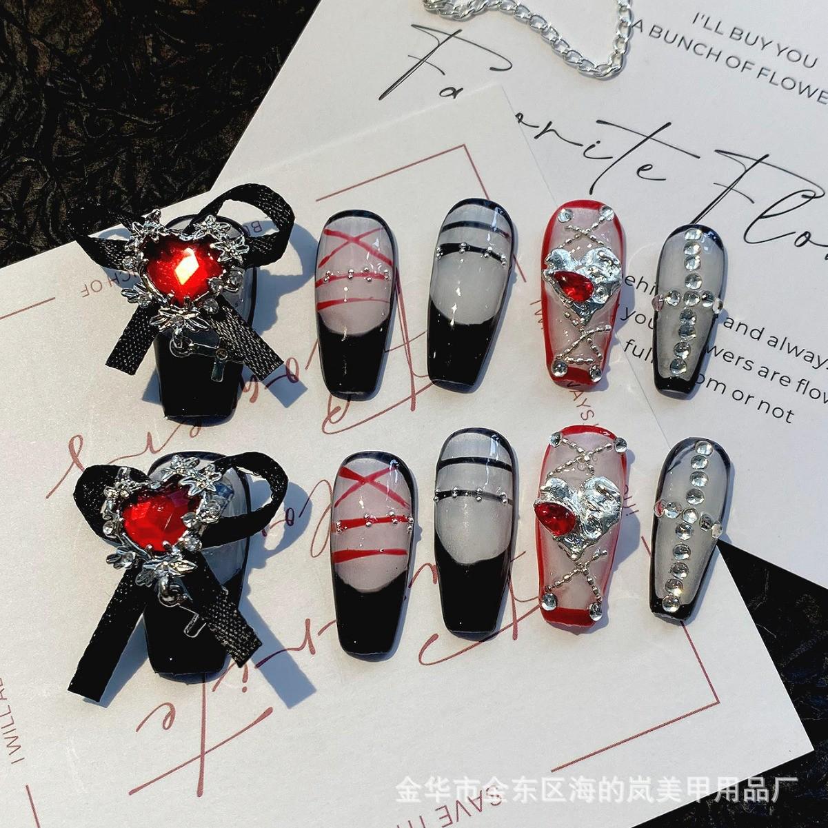 

2024 High-End Goth French Diamond Luxury Nail Art Patches Phantom of the Opera - M