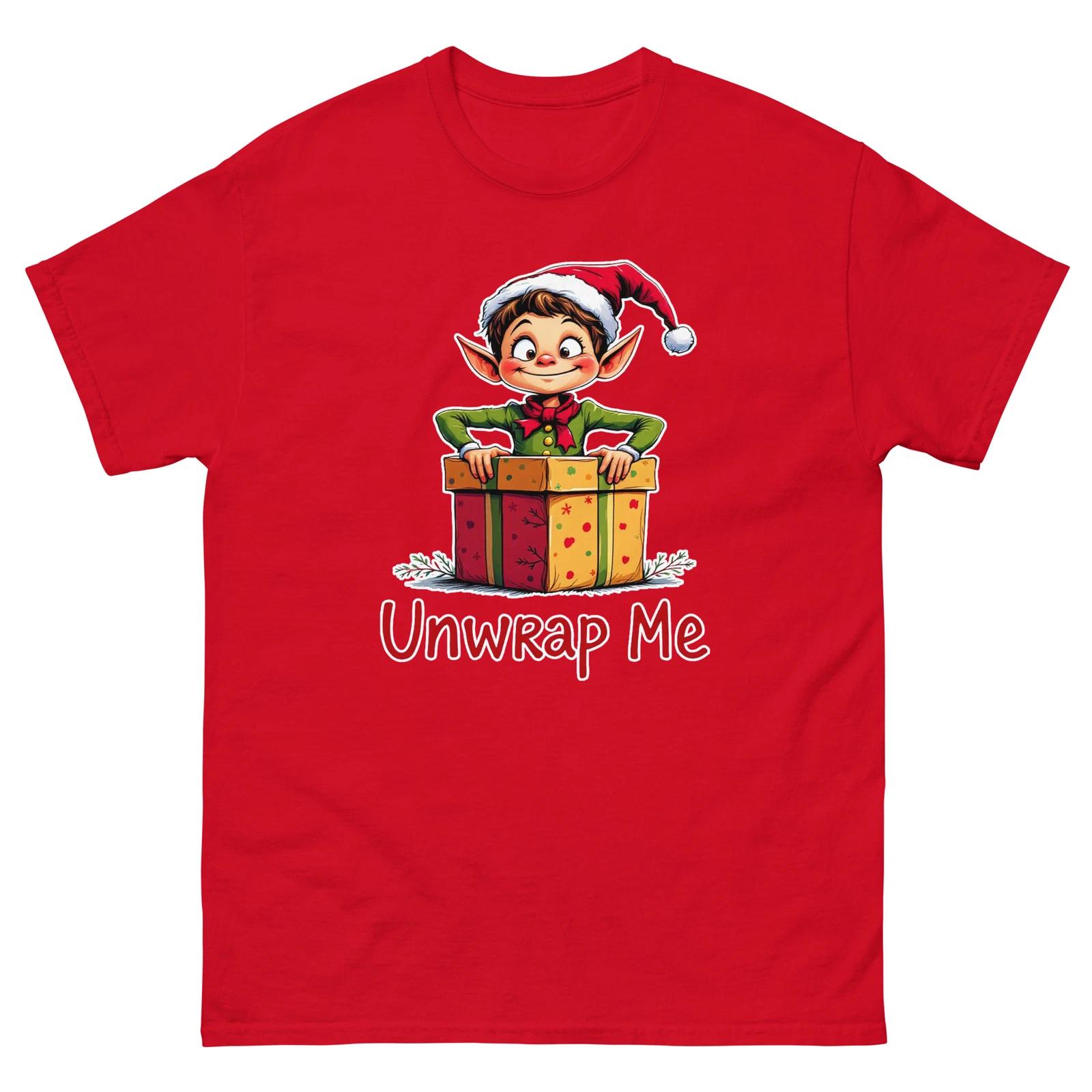 Unwrap Me Elf Christmas Xmas Funny T-Shirt L