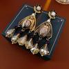 Inlaid Rhinestones French Waterdrop Earrings Imitation Pearl Long Tassels Dangle Earrings  Women