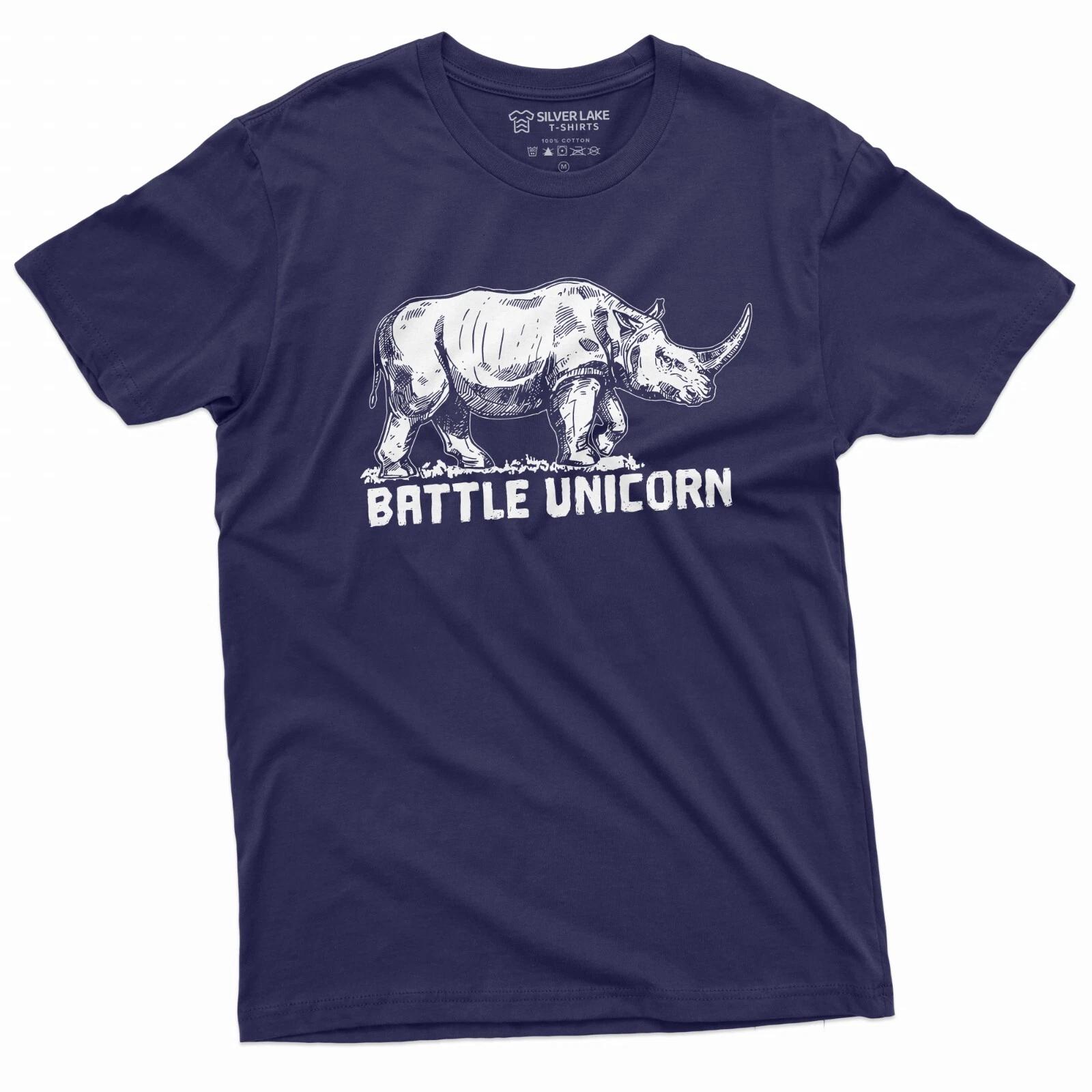 Funny Unicorn T-shirt Rhino Battle Unicorn Shirt Mens Womens Funny shirts L