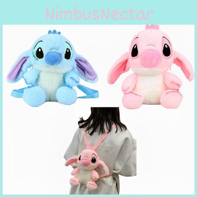 Mochila de Peluche Linda de Stitch y Ángel Mochila Escolar para Guardería Jardín de Infancia Niños Niñas