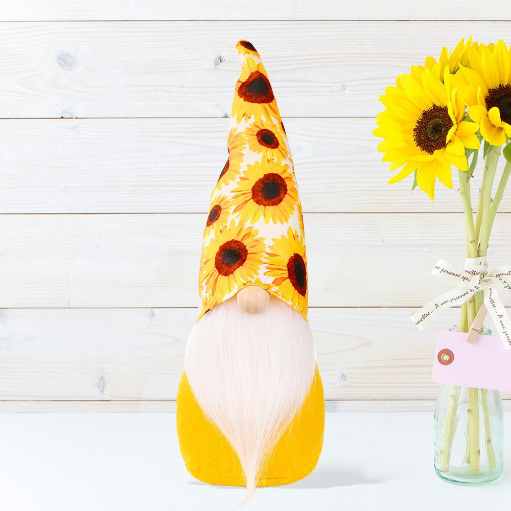 Sunflower No Whimsical Face Gnome Decoration In Yellow Floral Hat Ideal For Thanksgiving Christmas And