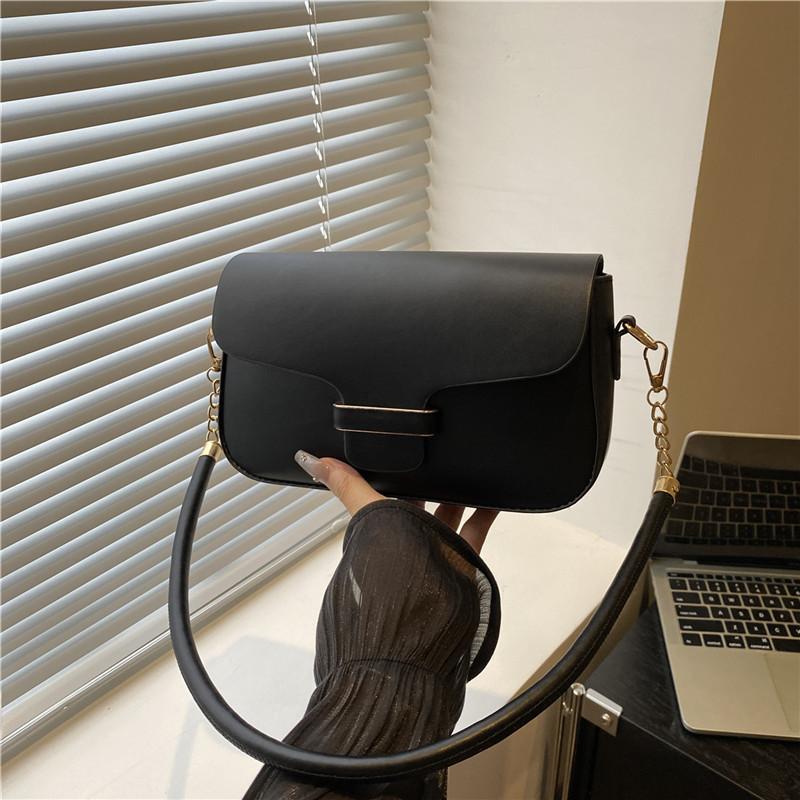 Light luxury simple splicing small square bag lock buckle versatile trend niche new portable messenger shoulder bag