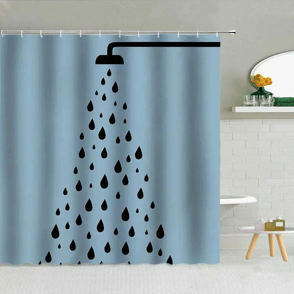 VIKAMA Simple Black and White Style Shower Curtain for Bathroom, Waterproof Partition Curtain for the Bathroom, Home Decoration