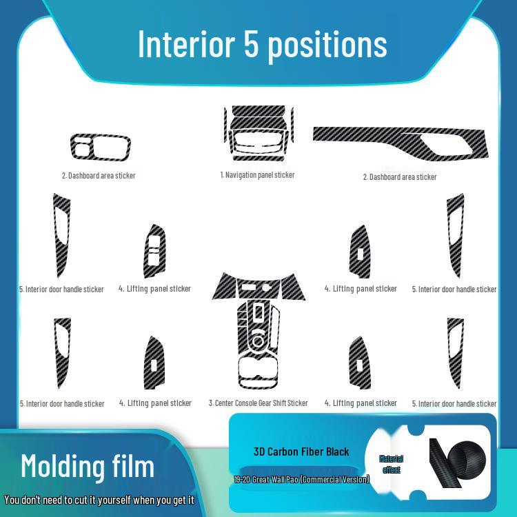 19-20 Great Wall Cannon Interior Carbon Fiber Gear Console Sticker