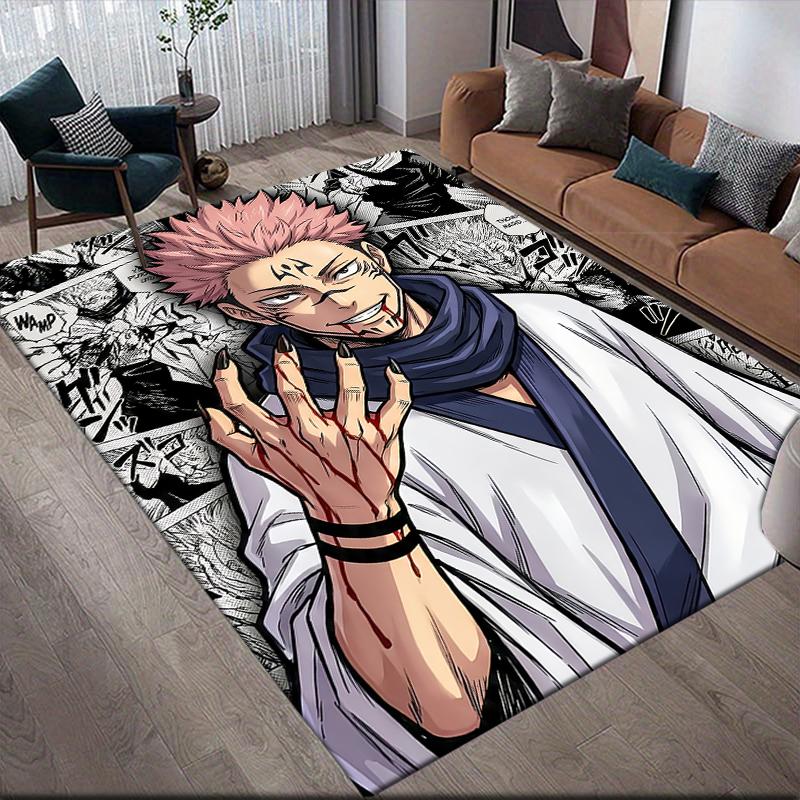 Jujutsu Kaisen Hero Squad Square Area Rug, Non-Slip Floor Mat for Living Room, Perfect Gift for Jujutsu Kaisen Fans.chl