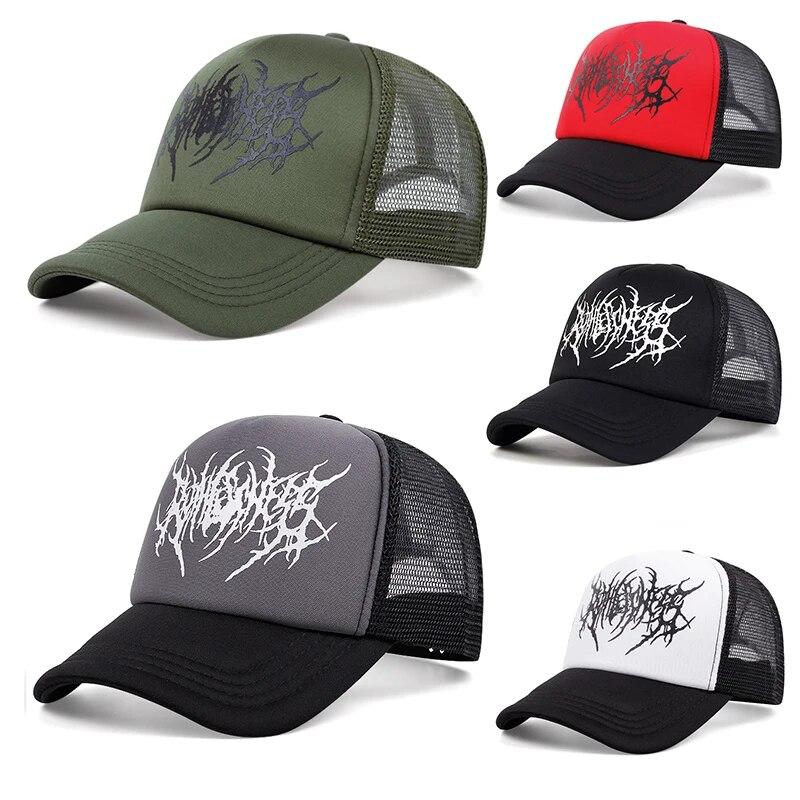 New Hip Hop Unisex Hat New Embroidery Gothic Street Punk Frauen Baseball Cap Men Adjstable Pure Black Sports Women Caps