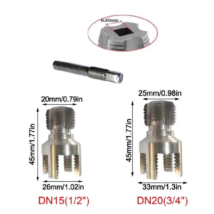 Double Purpose Carbon Steel Tap Die Tool For Indoor Outdoor Plumbing 1/2Inch 3/4In Pipes Hexagonal Drill Adapter