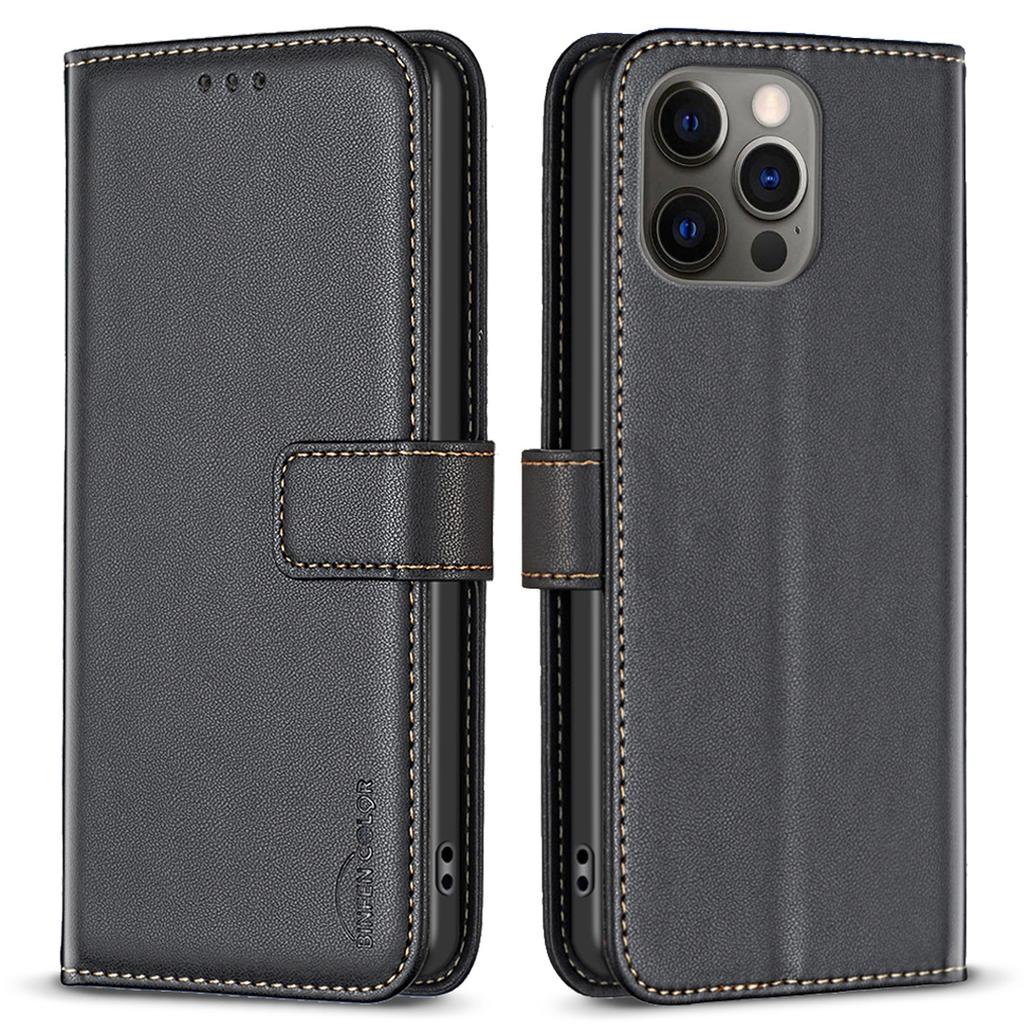 BINFEN COLOR BF17 Brieftasche Hülle für iPhone 12/12 Pro 6,1 Zoll, PU Leder Ständer Folio Handyhülle