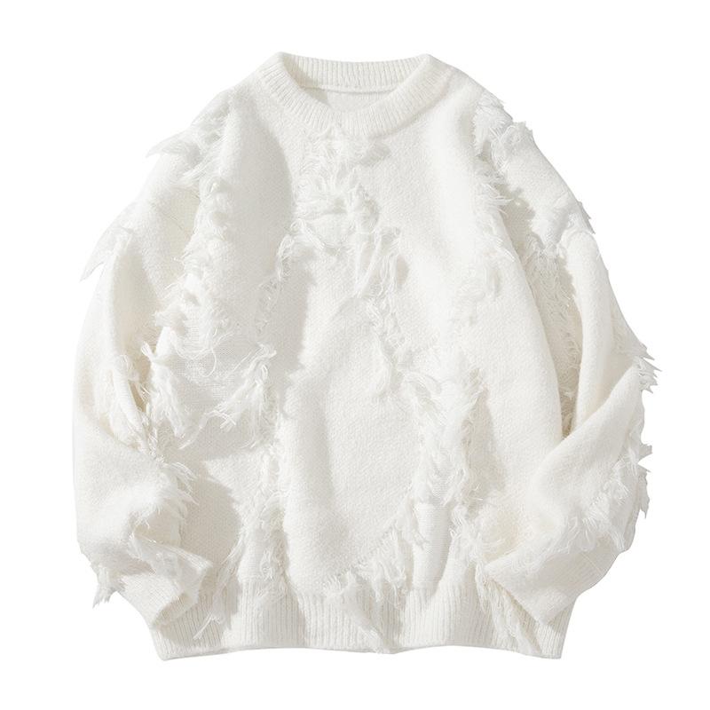 Tröja med rund hals Herr Höst och Vinter Pullover Trådar Trendigt Märke Lös Underdel Stickad Tröja Topp