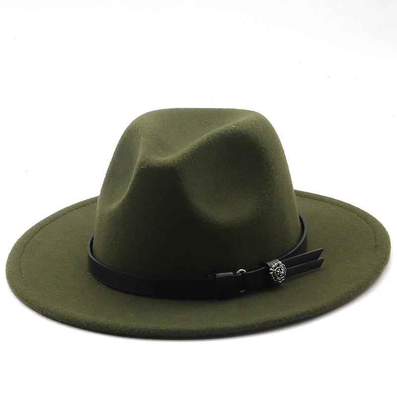 

Новая женская и мужская шерстяная шляпа-федора с кожаной лентой, джентльменская элегантная женская кепка зима-осень с широкими полями, джазовая церковная панама-сомбреро 58-61CM