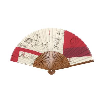 [Yamamotojin] Yamamoto Jin Shoten (Official) Folding Fan - Choju Jinbutsu Giga (Red)