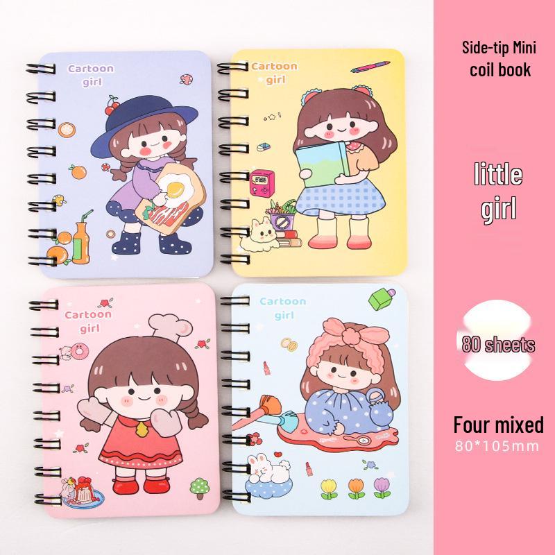 Cute Mini Cartoon Coil Notebook - Portable Pocket-Size Study Journal for Students