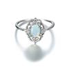 Vintage Hollow Flower Engagement Ring White Blue Oval Stone Delicate Silver Color Rings for Women Bridal Jewelry