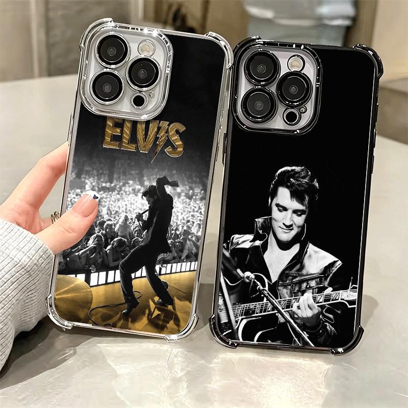 Singer E-Elvis P-Presley Soft Phone Case For iPhone 15 16 17 Air 14 Pro Max 16E Plus 13 12 Mini Plating Anti-Fall Fundas