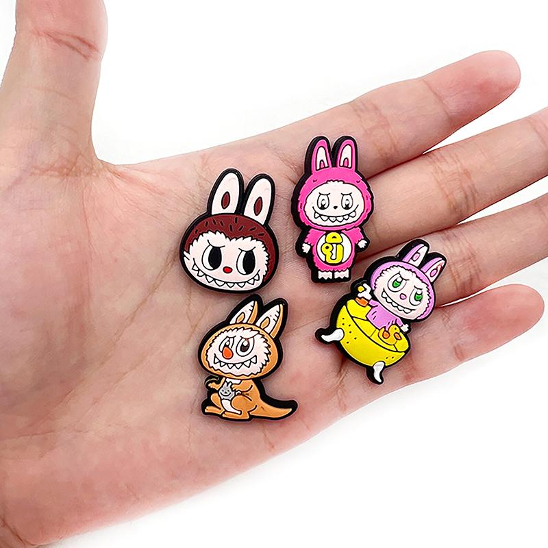 18Pcs/Set Lovely Cartoon Labubu Series For Shoe Charms Accessories For Classic Clog Shoe Upper Buckle Shoe Decoration Kids Gift