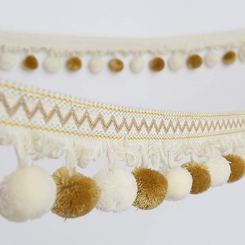 1 Meter Pompon Quasten Vorhang Spitze Zubehör Quaste Fransenbesatz DIY Nähen Dekoration