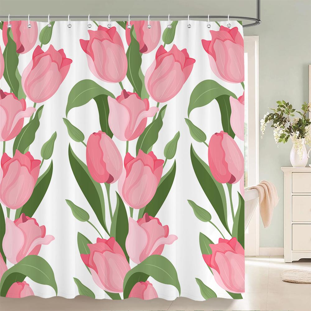 Flowers Bathroom Curtain With Hooks 3d Shower Curtains  Waterproof Print 180x240cm Polyester Cloth Bath Home Decoration Screen