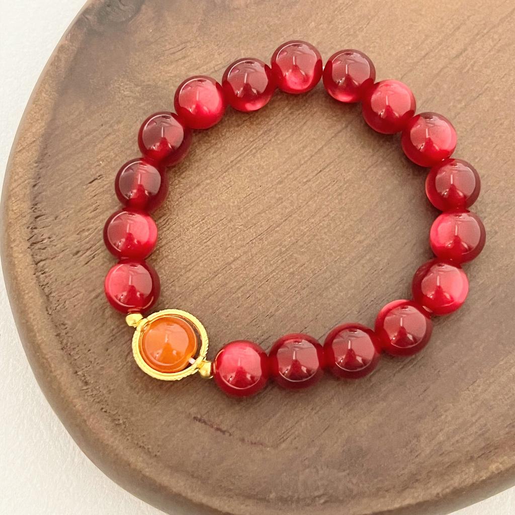 Women Bracelet Handmade 10mm Round Resin Stone Bangles DIY Beaded Charms