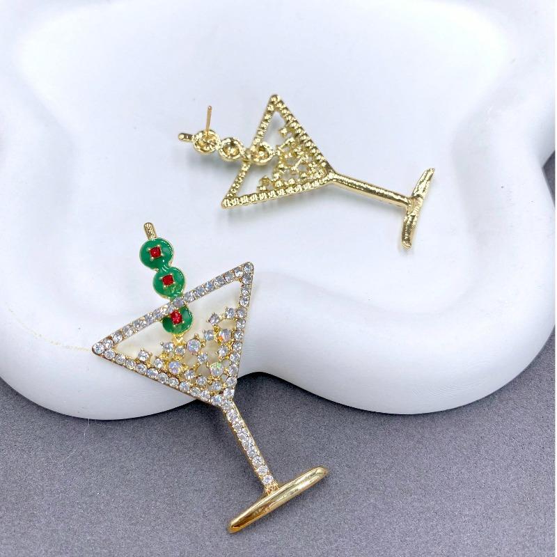 Women's Cocktail Glass Earrings, Creative Champagne Cup Earrings Perfect for Parties and Holidays, Great Gift