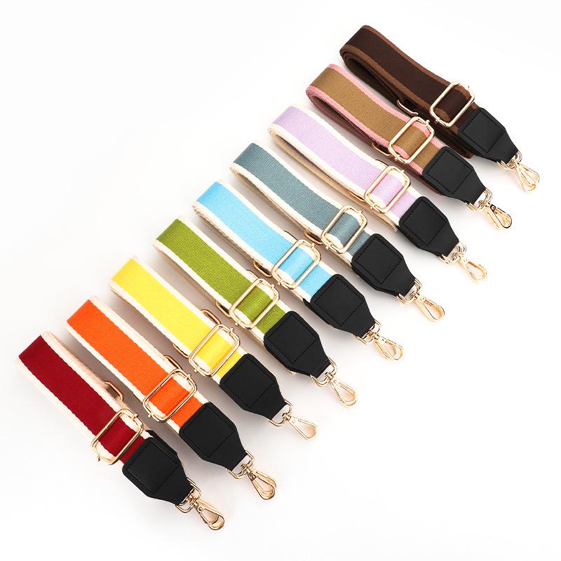 Ethnic Style Woven Flower Crossbody & Shoulder Bag Strap: Color Block Stripe Design