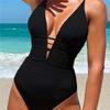 Sexy Backless One Piece Swimsuit For Women High End Spa Style Solid Color European American Design Feminine Tie Detail Elegant Swimwear