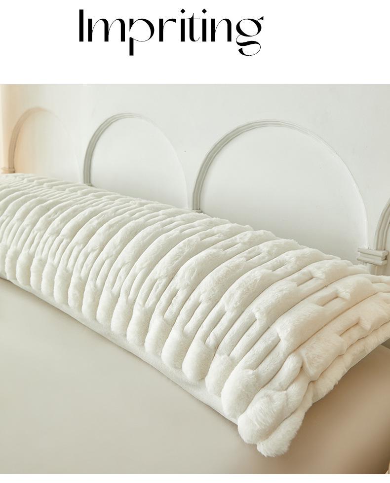 Langer Kissenbezug aus Plüsch-Kunstkaninchenfell – Doppelter Kissenbezug aus Milchsamt-Fleece