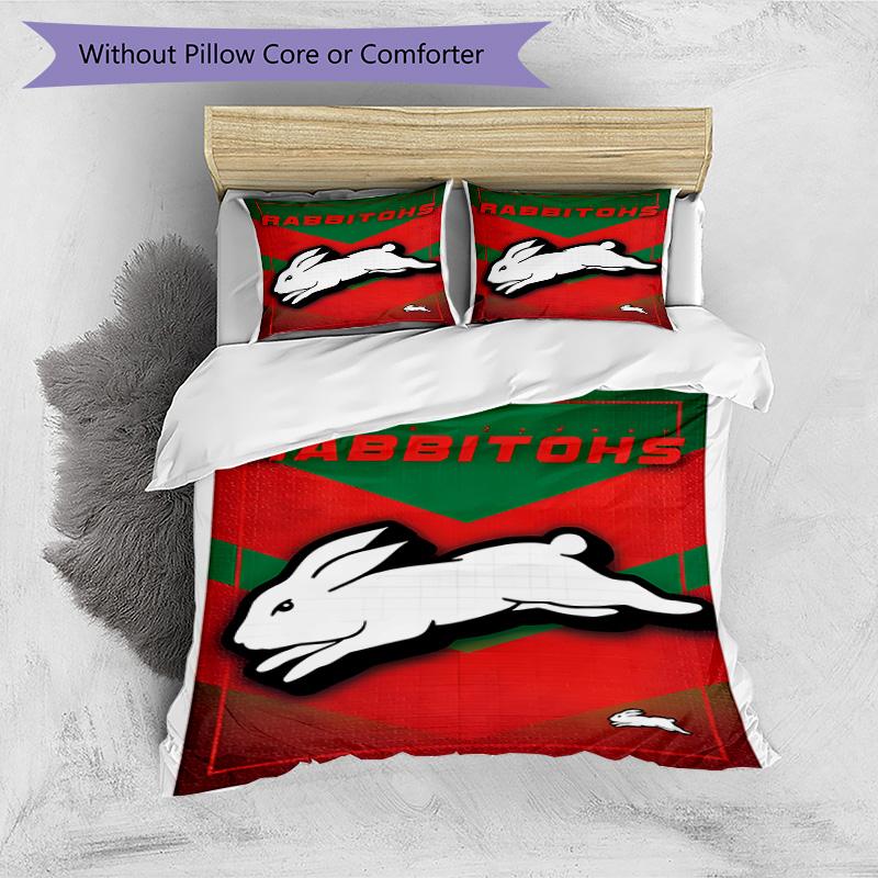 3-teiliges Bettbezug-Set (1 * Bettbezug + 2 * Kissenbezug, ohne Kern), South Sydney Rabbitohs Druck Bettwäsche Set, Schlafzimmer Dekor, Ganzjahres, Geburtstagsgeschenk