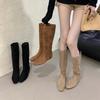 Maillard boots pointed boots high boots women's 2025 autumn new brown suede hollow boots shoes long boots