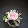 Bohemian Wristlet Corsage Pink Wedding Corsage New Rose Flower Corsage  For Brides Groomsmen