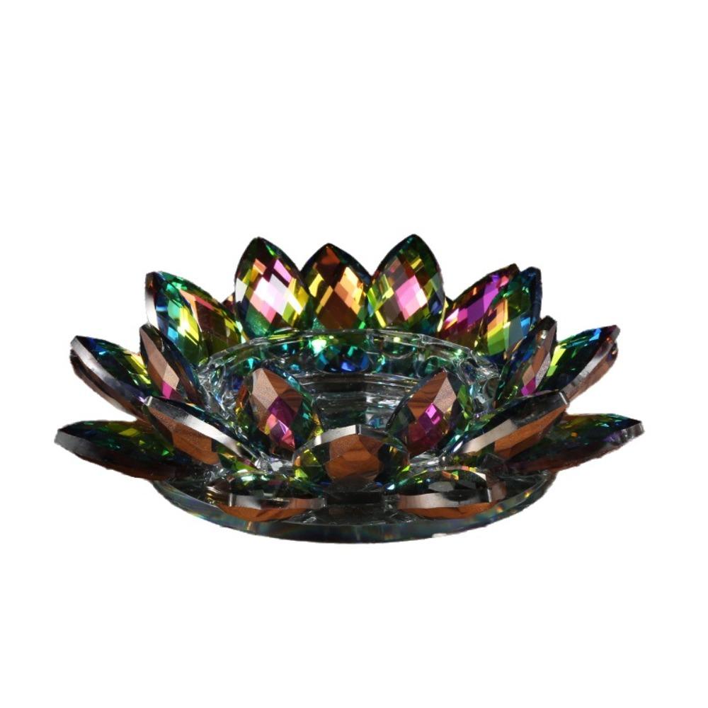Thicken Lotus Candle Holder Colorful Crystal Lotus Candlestick Wedding Party Decor