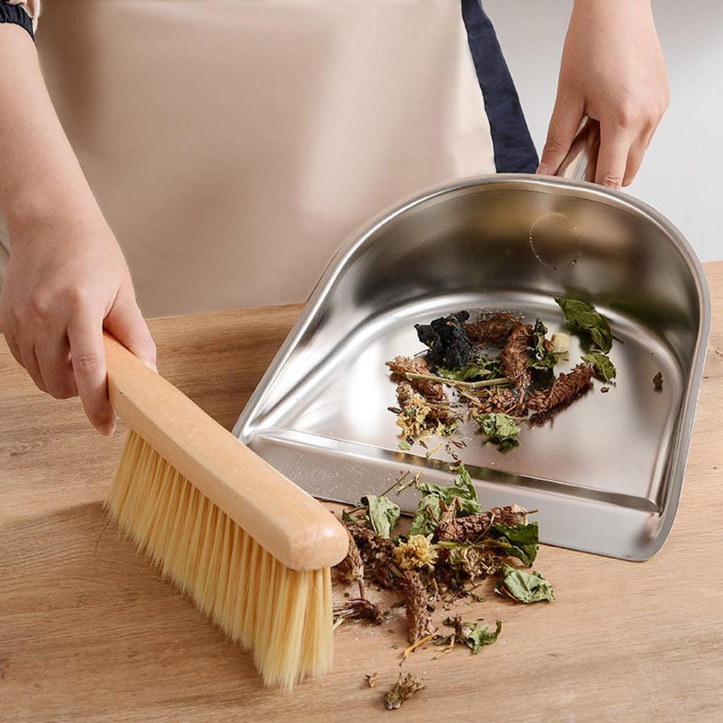 Verdickte Reinigungsschaufel aus Edelstahl für Zuhause, handgehalten, kurze Arbeitsplatte, Tischzubehör, Werkzeug, tragbare Mini-Kehrschaufel
