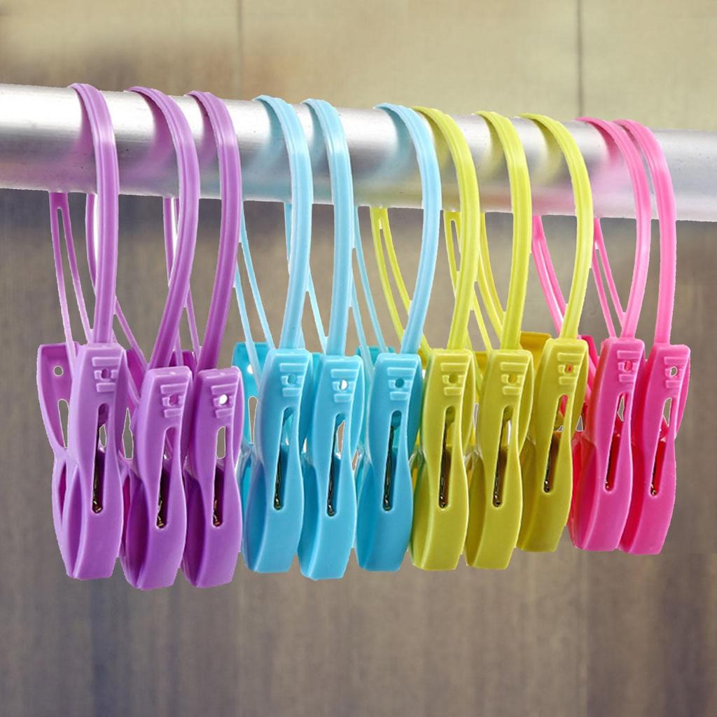 Clothes Pegs 12 pcs Anti-slip Hanging Clip Windproof Rope clamp Socks Hanger Drying tools Multicolor for home small thing