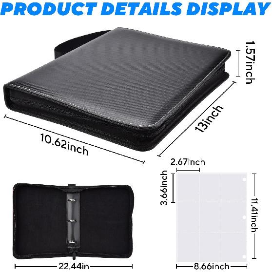 Portable 9-Pocket Trading Card Binder, Holds 990 Cards with 55 Removable Double-Sided Sleeves, Baseball Card Binder Card Storage Organizer Album for