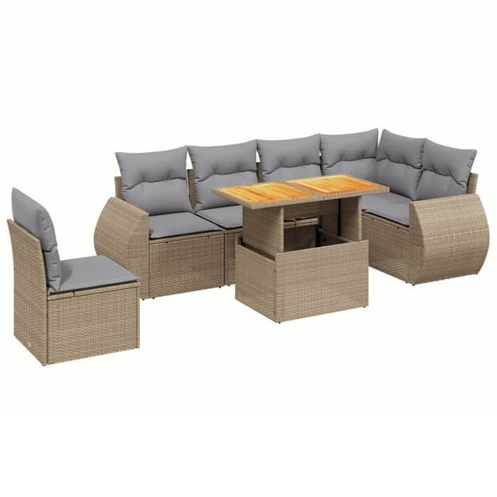 VidaXL Garden Lounge Set with Cushions 7 Pcs, Patio Sofas, Patio Furniture Set, Outdoor Furniture, Beige 3272221