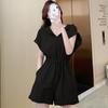 Summer French new onesie women's Hong Kong flavor casual temperament high waist and thin jumpsuit hooded jumpsuit shorts set