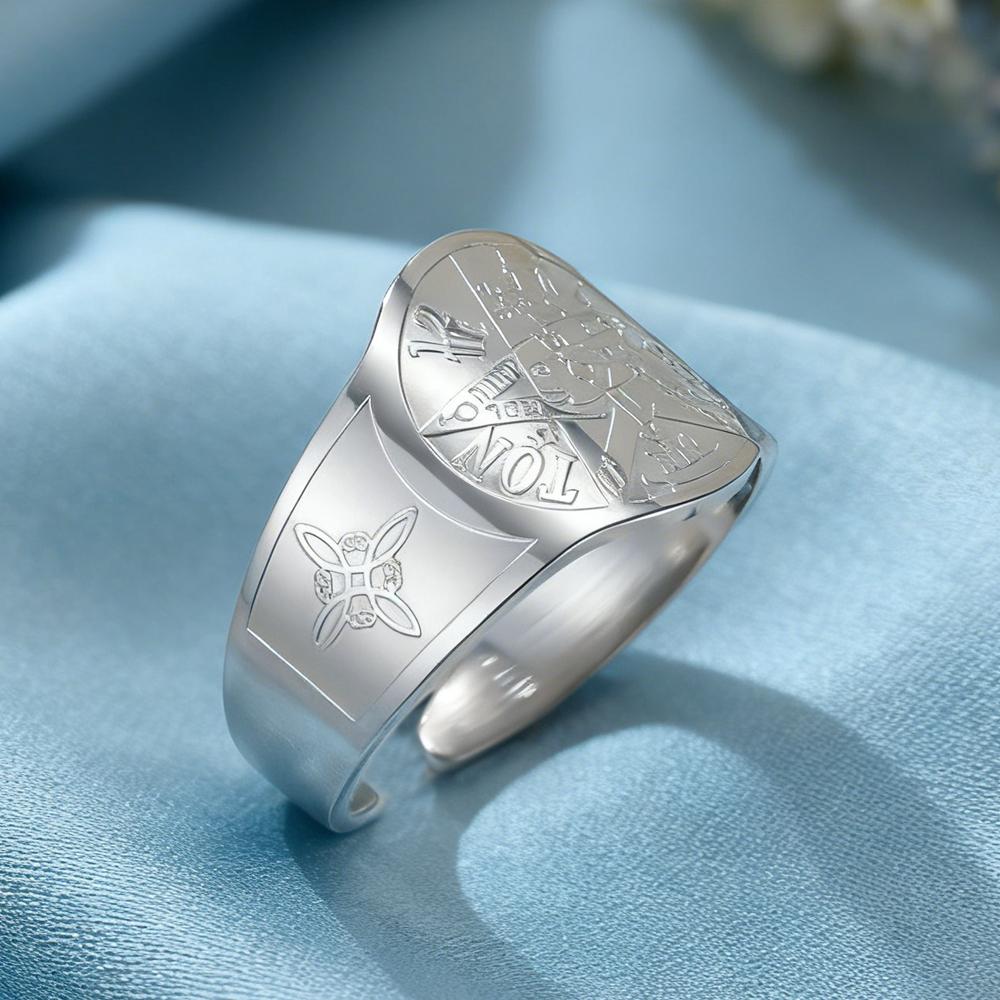 Dawapara Witch Knot and Tetragrammaton Pentagram Ring Double Protection Symbol Adjustable Ring Stainless Steel Wiccan Jewelry