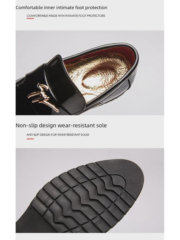 Men's Shiny Patent Leather Slip-On Pointed Toe Casual Shoes