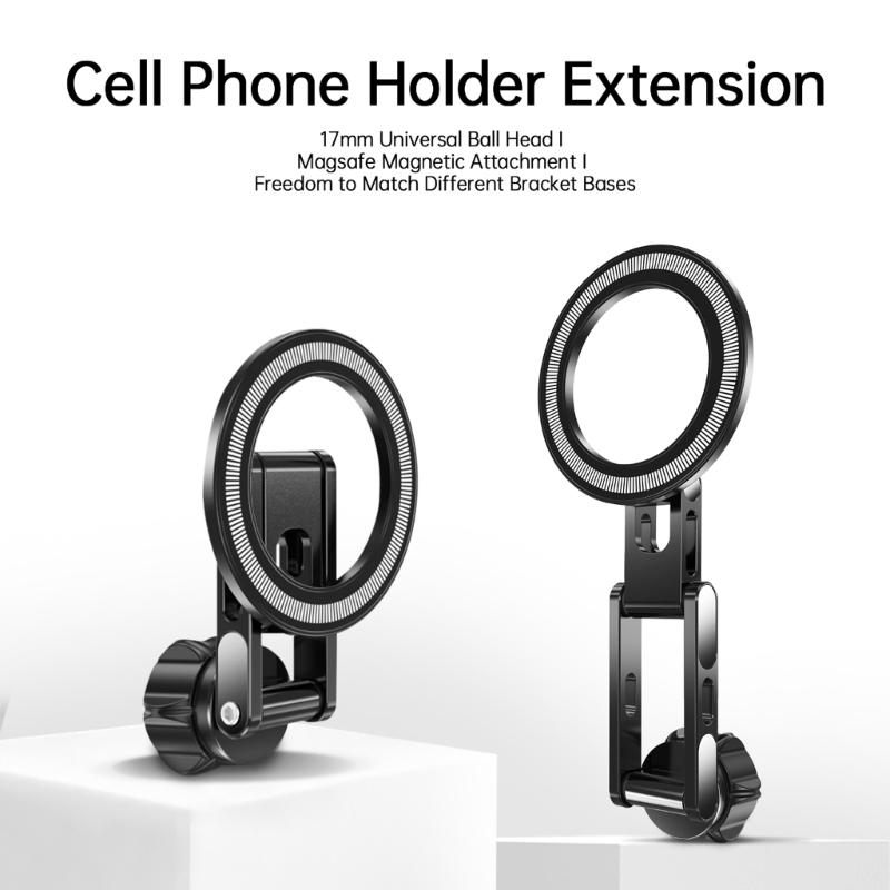 Aluminum Alloy 17mm Ball Head Magnetic Phone Mount With 360 Rotation For Car Vent Dashboard Stand