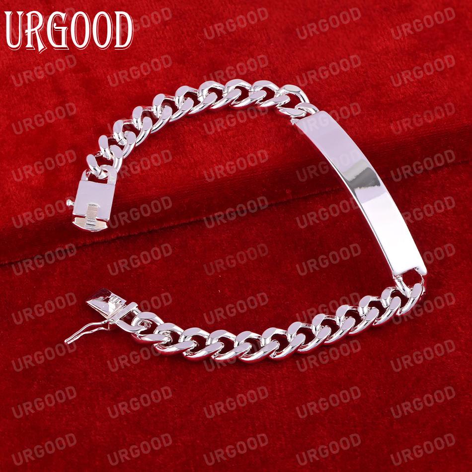 925 Sterling Silver 8mm Smooth Side Bracelet Fashion Wedding Jewelry