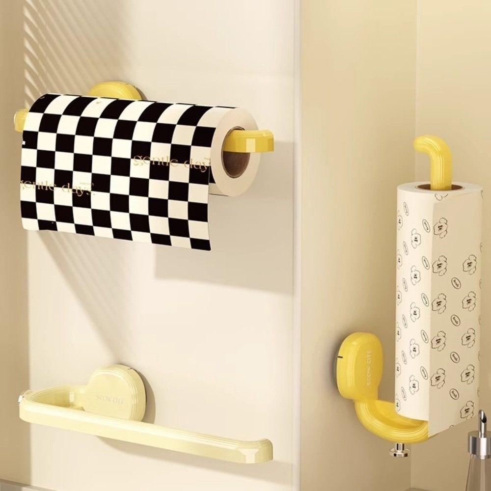 Wall Mounted Kitchen Paper Holder Suction Cup Towel Rack Toilet Roll Holder  Under Cabinet