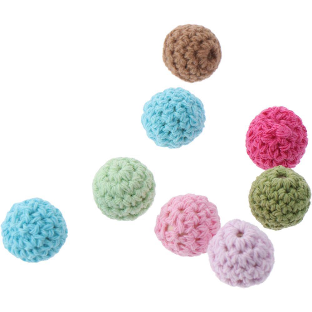 50pcs Mixed Colors Wooden Beads 16mm Cotton Beads Threading Hole Beads  for DIY Jewelry Making